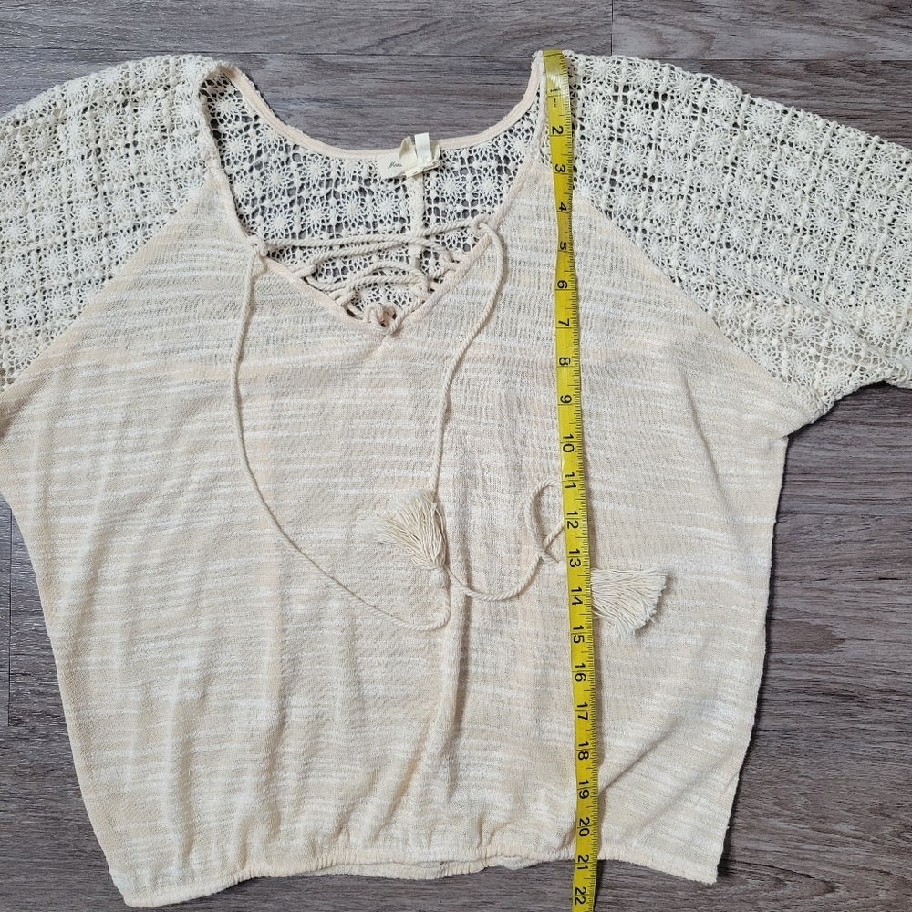 Anthropologie Meadow Rue Ivory Crocheted Lace Peasant Top SM - Picture 12 of 12